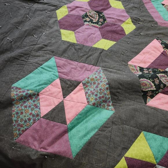 Handmade Quilt‎ Unique Patchwork Design Colorful Bedding To Be Finished - Picture 8 of 11
